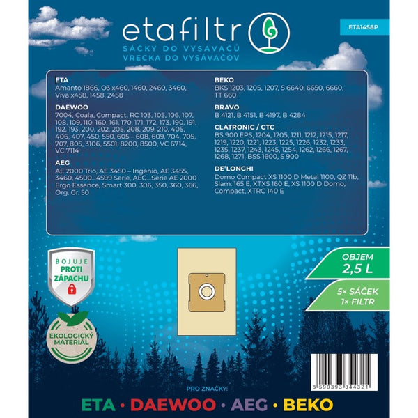 Мішки для пилососів ETA ETA 1458 (5 ks) Коричневий колір